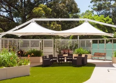 Outdoor communal area at Dougherty Apartments