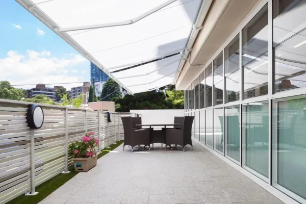 Rooftop garden at Dougherty Apartments retirement living.